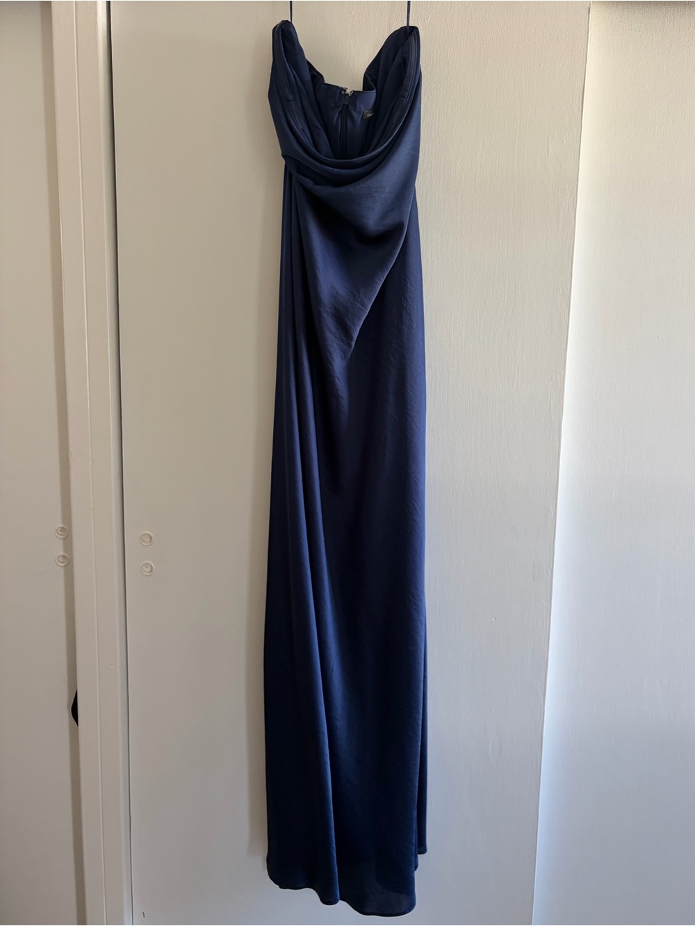 Abercrombie & Fitch blue long dress satin large sheath hoco homecoming